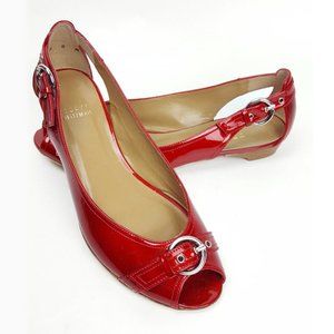 Stuart Weitzman red patent leather "Chitchat" flats - Sz 9.5